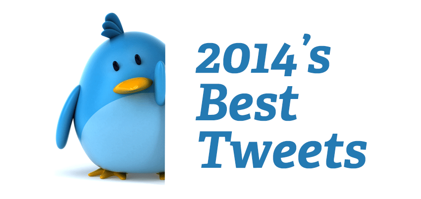 2014's Best Tweets with a blue bird peeking behind the font.
