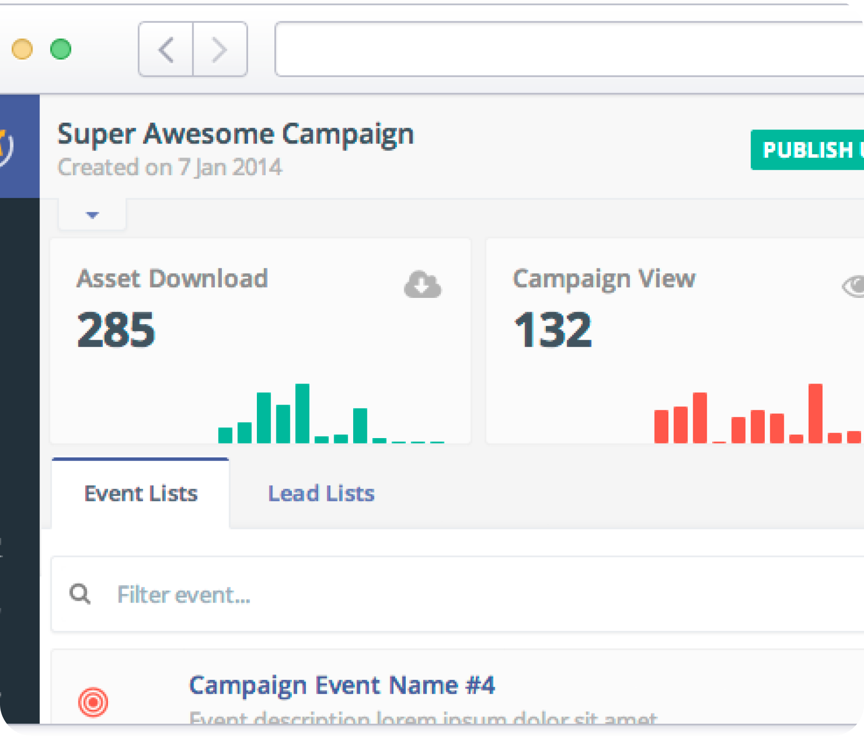 Screenshot of CRM campaign stats in a performance dashboard.