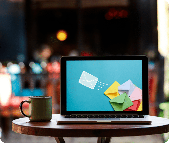 Multiple envelopes on a laptop screen