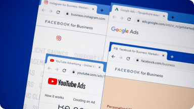 Social media paid ad tabs for social and search