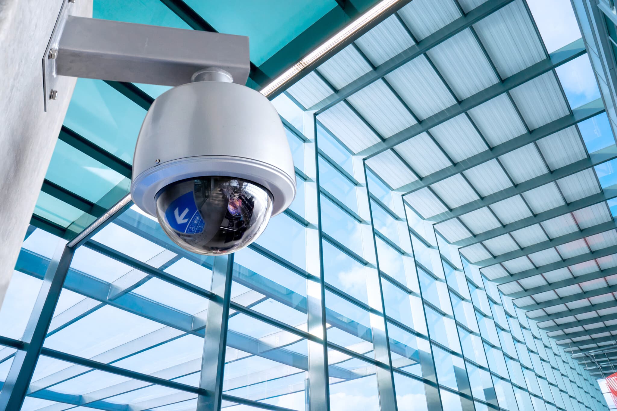 Guardian Access Solutions CCTV mounted in business building.