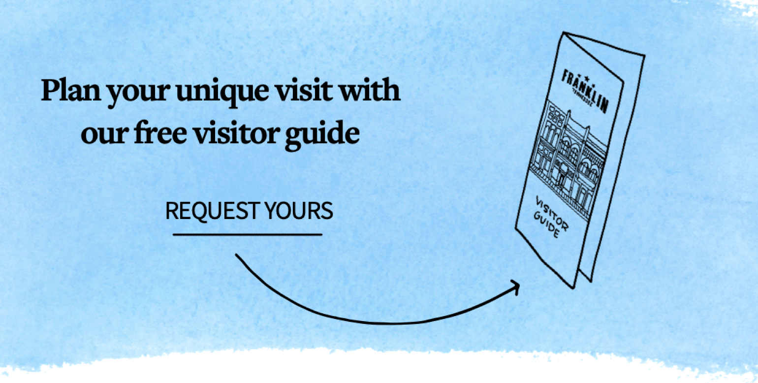 Visit Franklin website request for visitors guide, with black font and blue background.