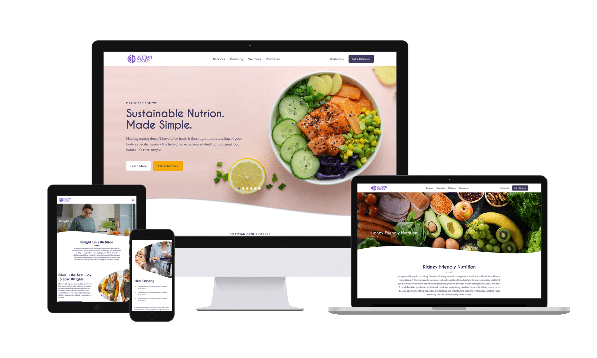 View Dietitian Group website across multiple devices.
