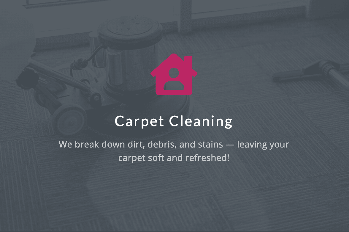 A Step Above pink icon with service information for Carpet Cleaning.