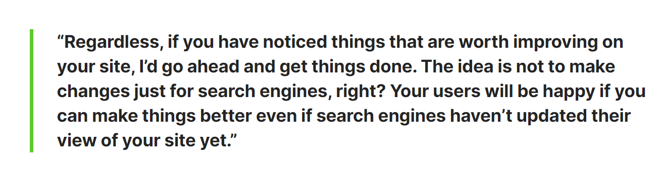 Google's John Mueller quote on fixing issues on your website before Core and Spam update is finished.